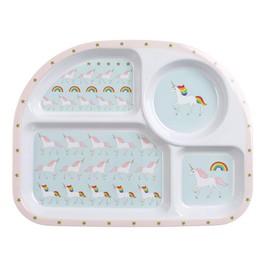 Sophie Allport Kids - Childrens Divider Plate, 100% Melamine, Snack or Dinner Tray Plate, Unicorn, 27 x 21 x 2 cm