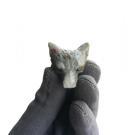 Sunshcat Natural African Bloodstone Pocket Wolf Head Crystal and Healing Stone Figurine,1.37 Inchs Perforated DIY Jewelry Pendant