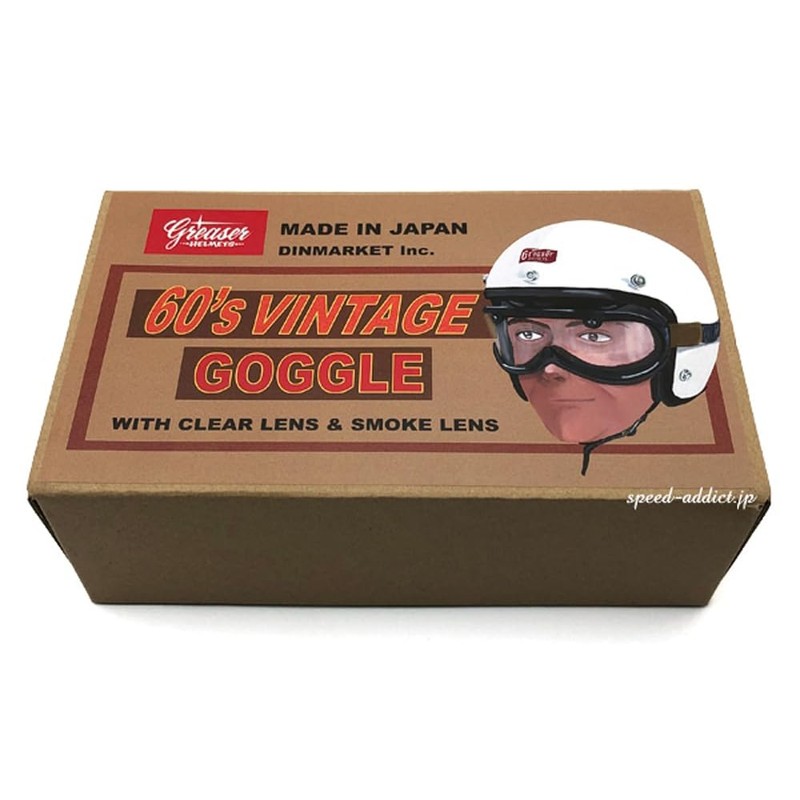 SPEED ADDICT GREASER 60's VINTAGE GOGGLE STANDARD 1 inch BROWN