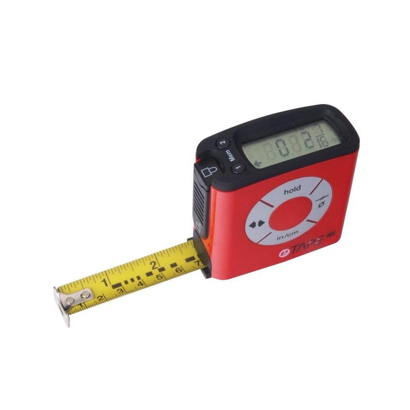 eTape16 ET16.75-DB-RP Digital Tape Measure, 16', Red, Inch and Metric