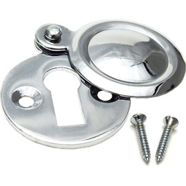 Chrome Covered Key Escutcheon - Round Front Main Door Keyhole - Plate Lock Cover