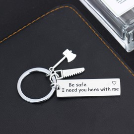 MADHAHEFU Men Gifts Be Safe I Need You Here With Me Keychain For Husband Boyfriend Couples Presents Valentines Day Gifts (To Lumberjack)