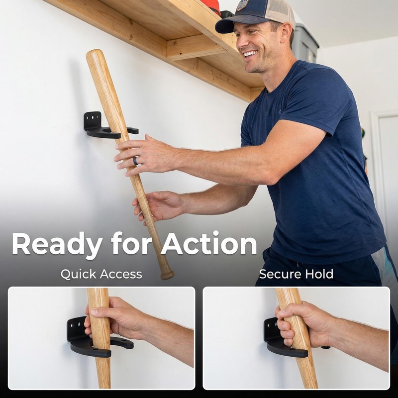 OKKRMGZ Baseball Bat Wall Mount Holder Hanger Display Rack for