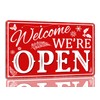 Welcome We're Open Tin Sign Funny Christmas Metal Signs Retro