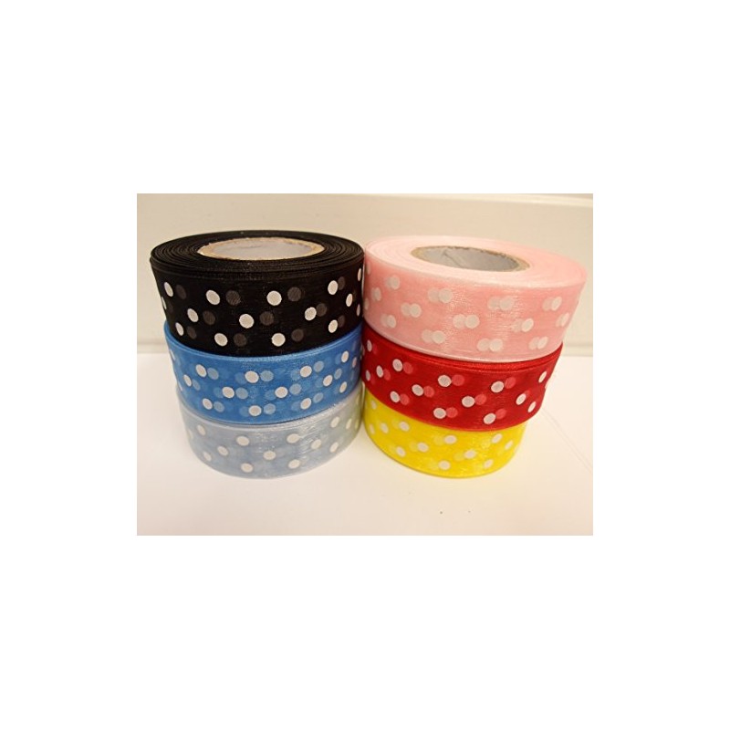 2 metres x 25mm Polka dot Sheer Organza Ribbon Baby