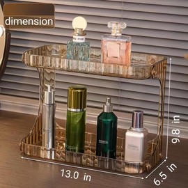 BRAWCLOUDS Bathroom Organizers and Storage Bathroom Sink Countertop Shelf Multi-Purpose Makeup Organizer Countertop for Vanity Perfume Tray for Corner Storage Eclectic Home Decor (Gold)