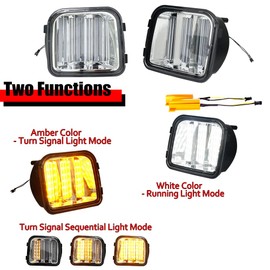 KENRTIR Clear Lens Switchback White/Amber Sequential LED Lamp Compatible with 2006-2010 Hummer H3 H3T Front Bumper Corner Side Marker Parking Turn Signal Lights
