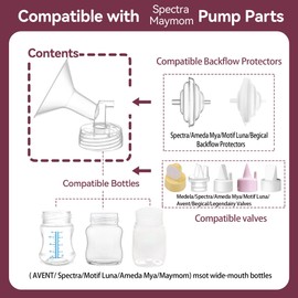 21mm Flange S1 S2 Pump Parts Compatible with Spectra Breast Pumps Replacement Parts Inc Flange Duckbill Valve Backflow Protector for Spectra/Motif Luna/Amada Pump Accessories