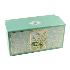 Maiglöckchenseife, rund 6 St 50g, handgemachte italienische Seife aus Fiorentino, mit dekorativer Prägung