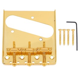 Compensated 3 Saddles Telecaster Bridge Assembly for TL Electric Guitar Hardware 3-Saddle Bridge Tele Bridge Telecaster Saddles Guitar Bridge Saddle Brass (Gold)