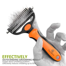 Spring Blossoms-2 in 1 Professional Grooming Rake for Cats & Dogs-Dematting Comb for Easy Mats & Tangles Removing,Pet Brush Safe No More Nasty Shedding and Flying Hair (Orange)