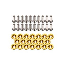 Yellow License Bolt Ring, Bolt for Exterior Parts, License Plate Screw, Fender, License Plate Screw Decoration, Anti-theft Screw, Stainless Steel Bolt (Gold)