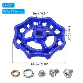 PATIKIL Outside Faucet Handle Square Stem Hole 8x8mm, Cast Steel Faucet Round Wheel Handle Replacement Water Spigot Handle with Screws Spacer, Blue