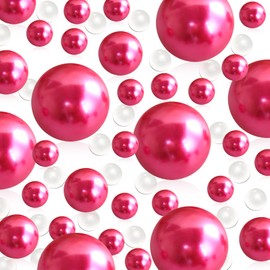 EGKamh 100 Pcs Floating Beads Pearls and 800 Pcs Water Gel Bead for Vases, No Hole Faux Pearl for Centerpieces Vase Fillers, Party Wedding Home Table Decor (Hot Pink 8/14/20mm)