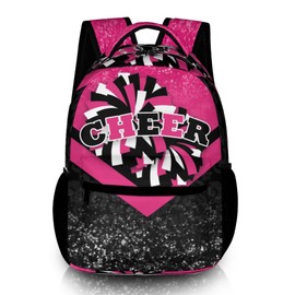 SKYIGC Cheer Backpacks for Cheerleaders, Cheerleading Backpack 16.5in, Cheerleader Gifts for Team (Rose&Black)