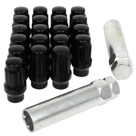 ROADFAR 20pcs Wheel Lug Nuts with 2 Socket Key M12x1.5 Closed End Black Lug Nuts Set Tall 1.64" Compatible with 1980-2022 for Lexus for Mitsubishi for Toyota