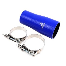 Universal TMKOOL - Reductor recto de 6 pulgadas de longitud de alto rendimiento de 2.7 a 3 pulgadas de diámetro de silicona con abrazadera de tornillo en T, admisión de aire/turbo/intercooler (azul,
