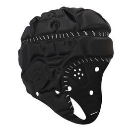 Jormino Soft Shell Padded Helmet, 7v7 Flag Football Headguard with Reflective Strips, Rugby Scrum Cap for Goalie Keeper, Hockey Black