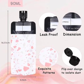 Leak Proof Refillable Compression Bag - 6Pcs Squeeze Travel Pouches, Portable Fluid Makeup Packing Bag, 90ml