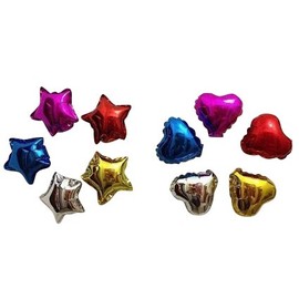 CREPUSCOLO Heart Star Shaped Aluminum Balloons, 7 Colors (Red, Blue, Pink, Gold, Silver, Green, Purple), 6 Colors (Red, Blue, Pink, Gold, Silver, Purple), 13 Piece Set, 3.9 x 5.9 inches (10 x 15 cm), Weddings, Birthdays, Events, After-parties, School Fes
