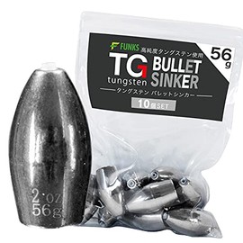funks Tungsten Bullet Sinkers Set of 10 TG Sinkers 56g 2oz