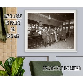 Texas Rangers in Waco Bar Vintage Retro Photo-16x20 Stretched Canvas Poster-Western Saloon Bar History, Man Cave Decor, Speakeasy Decor, Pub Lounge, Nostalgic Texan Vibe - Southern Charm & Sepia Tones