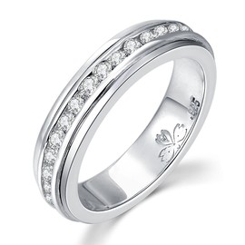 Energy Stone Supernova Meditation Ring with Rotating Ring (Style UK55), Metal, Cubic Zirconia