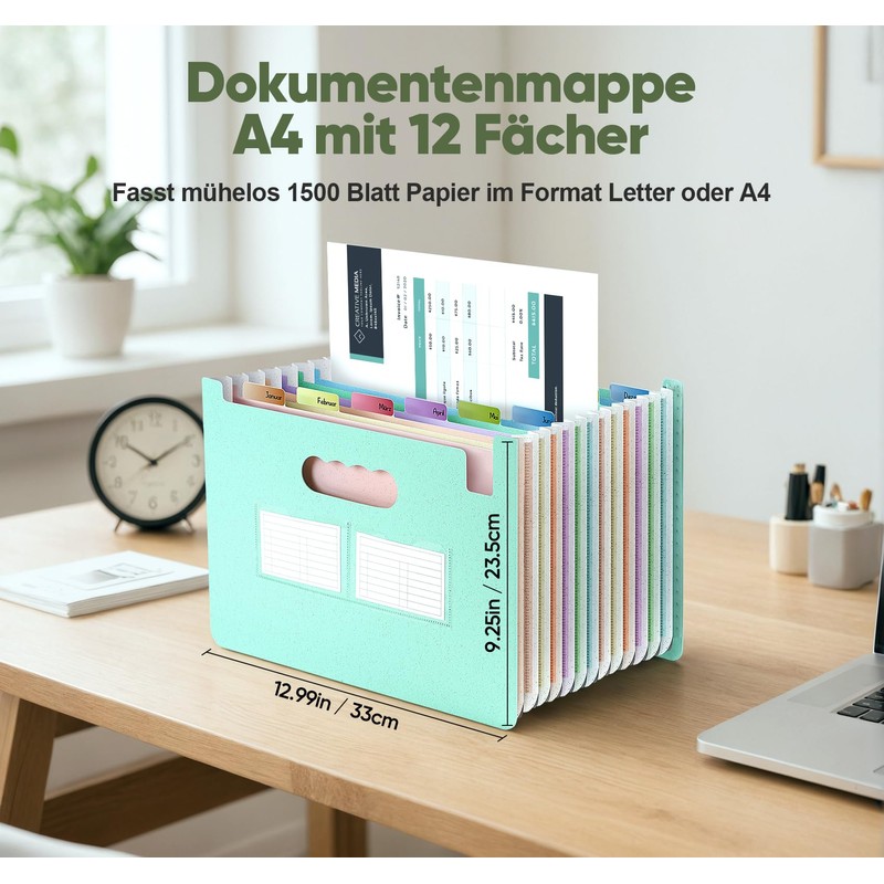 Wheat Straw Document Folder A4, ElitVita Expanding Folder with 12