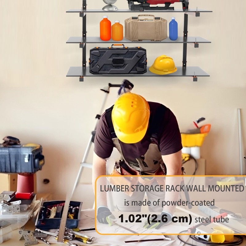 Cyhwealth Lumber Rack Wall Mount, Heavy Duty Wood Storage Racks,