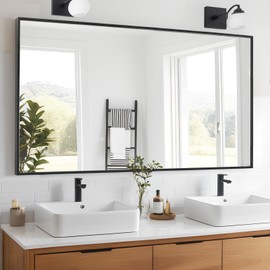 Wall Mirror 32x48, Rectangle Bathroom Mirror 32 x 48 inch, Black Metal Wall Mirror, Large Vanity Mirror 32 by 48 Modern Wall Mounted Mirrors for Hallway, Living Room, Bedroom