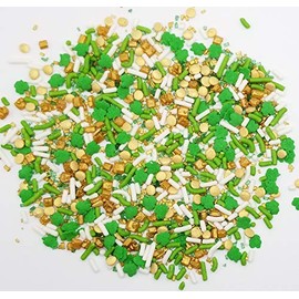 NCS St Patricks Day Gold, Green and White Edible Candy Sprinkle Mix, 8 ounces - Great for Cupcakes, Cookies, Cakes, Cake Pops