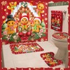 FuWeave 8 Pcs Christmas Shower Curtain Set Xmas Santa Bathroom