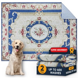 YOSEPATI Washable Pee Pads for Dogs,2 Pack Super Absorbent Reusable Puppy Pads 36"×48" Quick Dry,Waterproof& Non-Slip Whelping Pads for Crate,Floor,Sofa (Medallion Colorful, 36"x48"(Pack of 2))