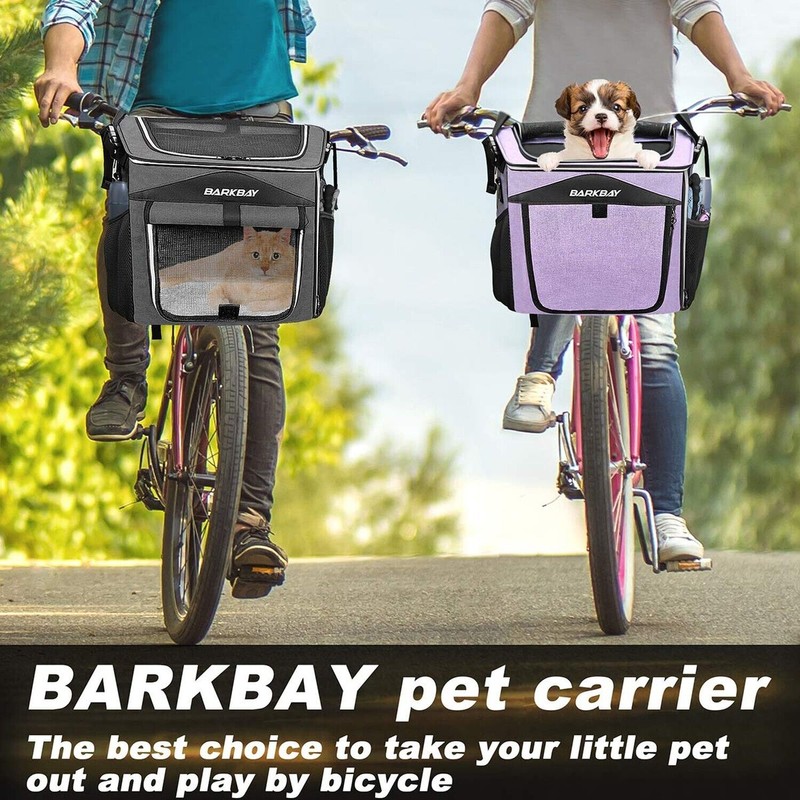 BARKBAY Dog Bike Basket Carrier, Expandable Foldable Soft-Sided Dog Carrier,