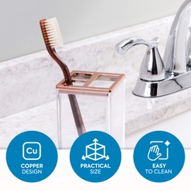 InterDesign 歯ブラシスタンド ホルダー 洗面所 Clarityクリア ローズゴールド 41288EJ