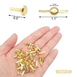 Quacc 200pcs Gold Split Pins Round Scrapbooking Brads Split Pins Paper Fasteners Brads for Craft Art Crafting School Project Decorative Scrapbooking DIY Supplies (0.24 x 0.5Inch)