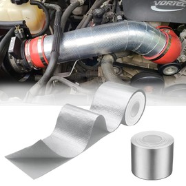 DEGEOBERLIN 2 Rolls High-Temp Heat Shield Tape Reflective Adhesive Backed Roll Thermal Barrier Foil Tape Self-Adhesive Heat Resistant Tape Cool Tapes for Hose and Auto (Silver, 2 Inch x 16 ft)