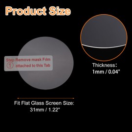 HARFINGTON 5pcs Watch Glass Screen Protectors 31mm 9H High-Alumina Tempered Glass Anti-Scratch Waterproof HD Round Smart Watch Dial Crystal Face Protective Film
