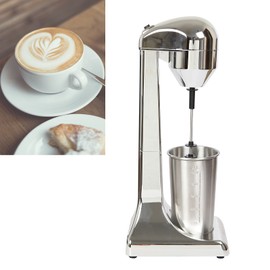 RocoReny Electric Single Head Milk Shaker,100W Stainless Steel Silver Commercial Drink Mixer With Abs ＆Stainless Steel Cup,2 Speed Adjustable Smoothie Malt For Cocktail Tea Coffee