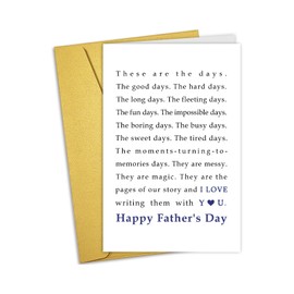 Nchigedy Sweet Fathers Day Card for Husband Boyfriend, Poem Fathers Day Card from Wife Girlfriend, I Love Writing the Days with You
