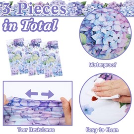 Peryiter 3 Pcs Spring Hydrangea Plastic Tablecloths for Rectangle Tables Watercolor Flower Butterfly Tablecloth Disposable Table Cover Floral Table Cloth for Easter Summer Party Decoration, 54 x 108''