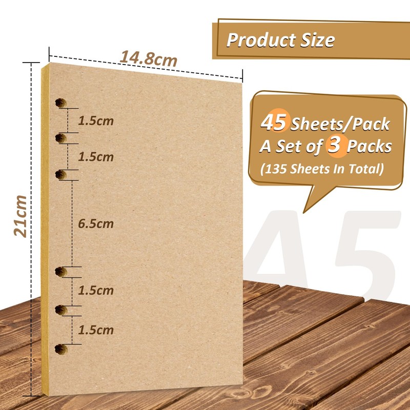 Refill Paper A5 Refillable 3 Pack Note Paper 6 Holes