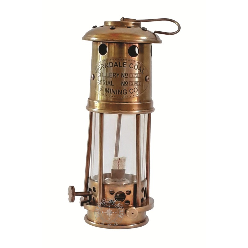 Nautical Antique Brass 7" Miner Lamp Vintage Maritime Ship Boat