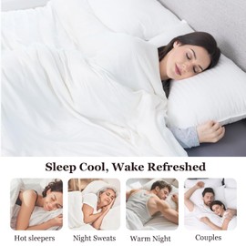 Globon Cooling Comforter Oversized King,Lightweight Summer Comforter for Hot Sleepers,Ultra Soft Bamboo Viscose Fabric, Breathable & Moisture Wicking,Soy Fiber Blend Fill, White