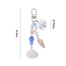 Beach Lover Gifts for Women Ocean Keychain Accessories for Wife Mom Daughter Girlfriend Beach Themed Gifts for Women Friends Sister Shell Starfish Keychains for Bag Purse Backpack Handbags Charm