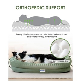 bilypaws Orthopedic Dog Bed for Large Dogs, Chew-Resistant Pet Sofa Bed with Egg Crate Foam, 4-Sided Bolster, Removable Washable Cover & Anti-Slip Bottom, Large Calliste Green