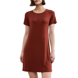 BAMBOO COOL Nightgowns for Women Sleepshirts Cute Short Sleeve Dress Pajamas Women's Soft Sleepwear Red