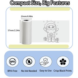 FLENVO Transparent Thermal Labels, 57mm x 25mm Self-Adhesive Clear Sticker Paper, 3 Rolls Inkless Thermal Label Paper for Mini Pocket Bluetooth Printer, for Photo, Notes, DIY, Receipt, Memo