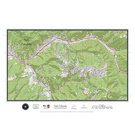 Vail Colorado Ski Area Topographic Keepsake Poster Map (with ski runs, lifts and gondolas; hiking trails, topo markings & elevation markings)