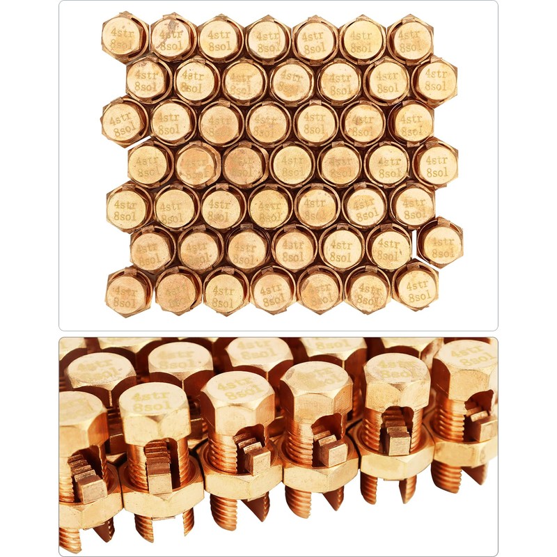 QWORK Grounding Split Bolt, 50 Pieces 4 Gauge 8 Gauge